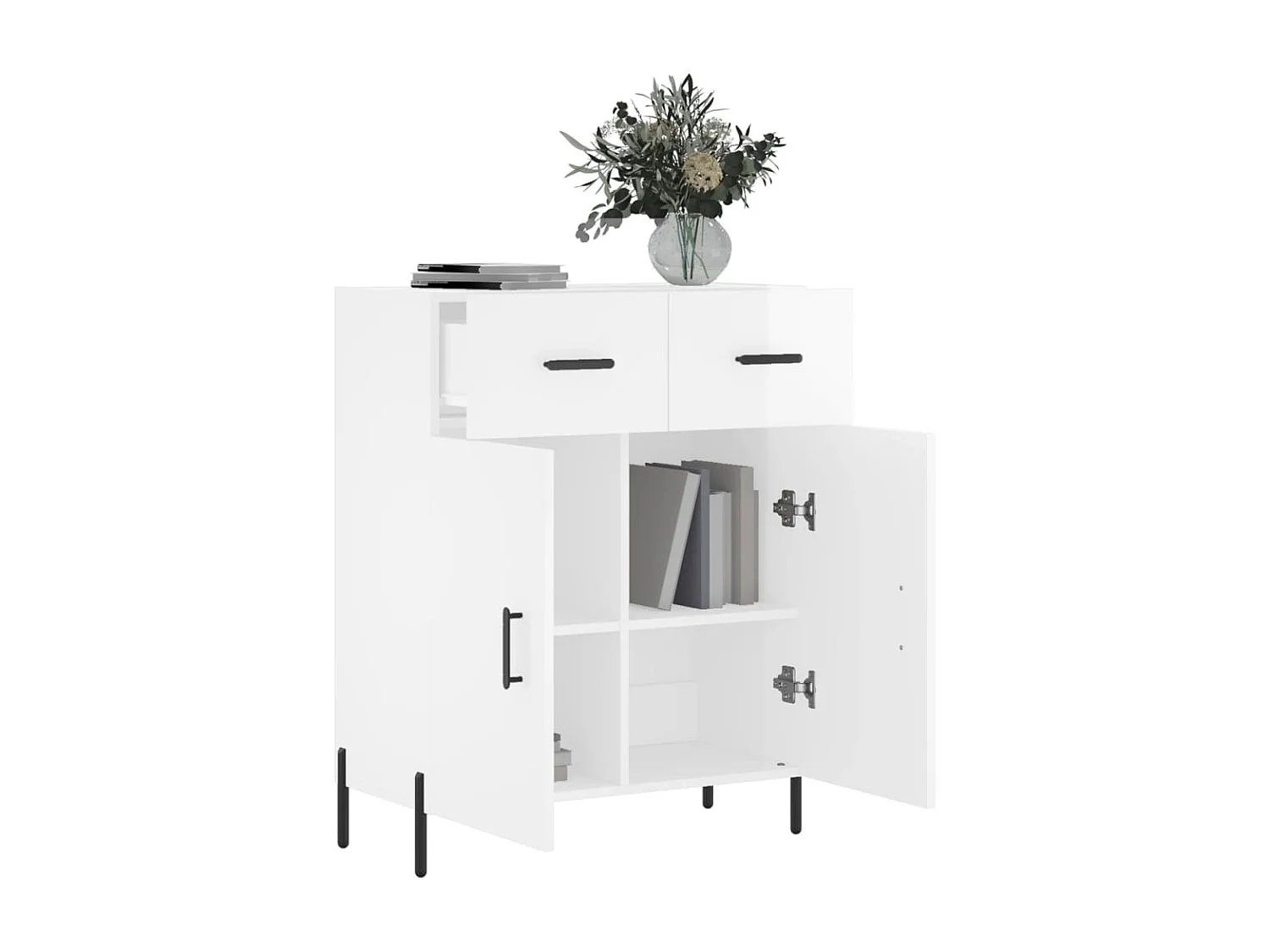 Credenza 69,5x34x90 cm in Legno Multistrato Bianco Lucido