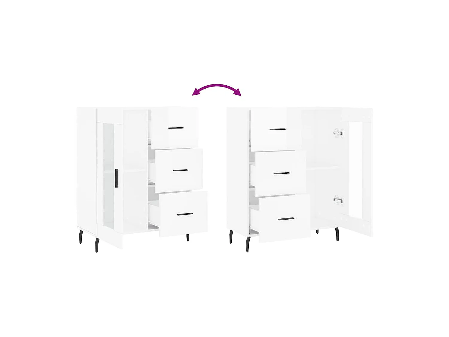 Sideboard Hochglanz-Weiß 69,5x34x90 cm Holzwerkstoff