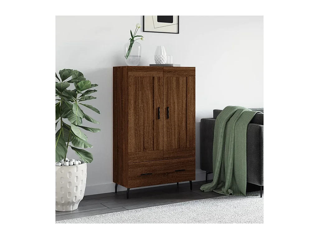 Buffet haut chêne marron 69,5x31x115 cm bois d'ingénierie