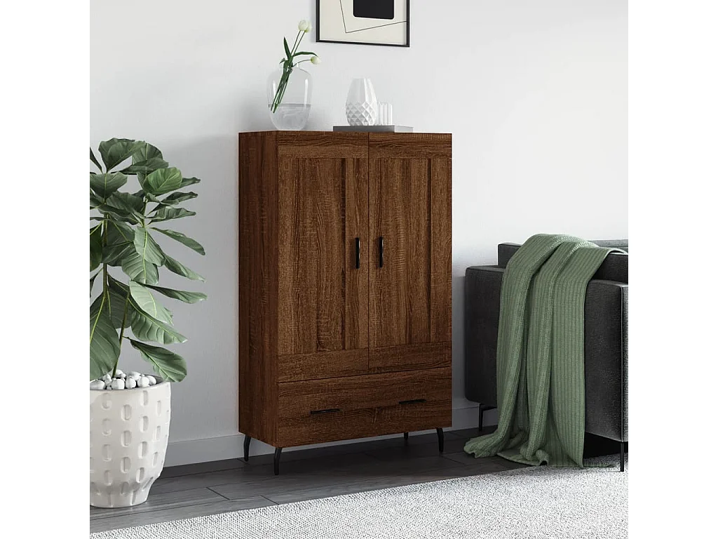 Buffet haut chêne marron 69,5x31x115 cm bois d'ingénierie