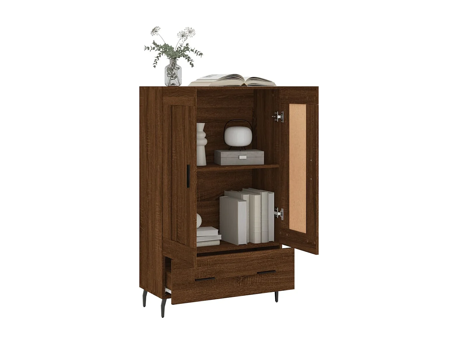 Buffet haut chêne marron 69,5x31x115 cm bois d'ingénierie