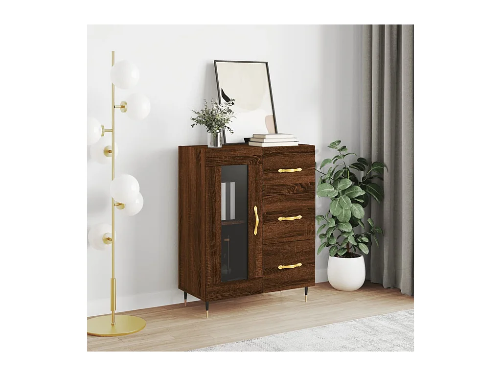 Buffet chêne marron 69,5x34x90 cm bois d'ingénierie