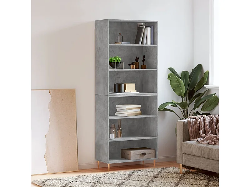 Buffet gris béton 69,5x32,5x180 cm bois d'ingénierie