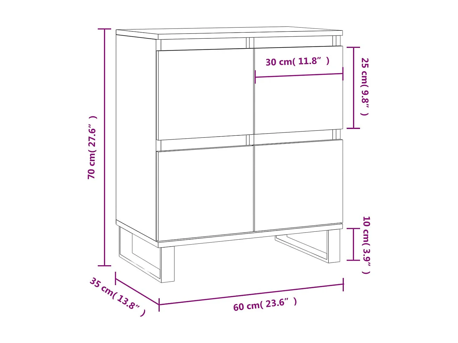 Buffet Blanc 60x35x70 cm Bois d'ingénierie