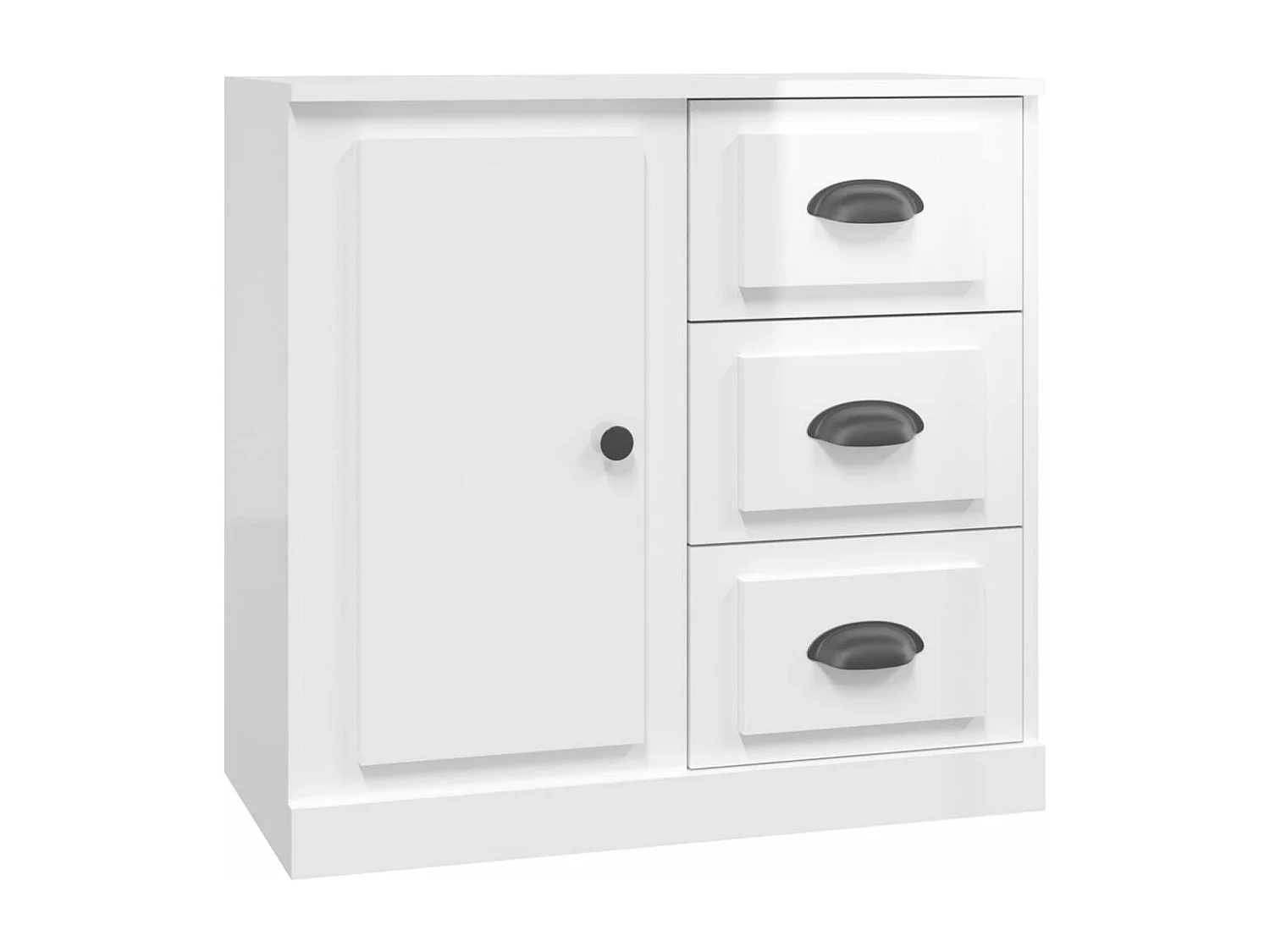 Buffets 3 pcs blanc brillant bois d'ingénierie