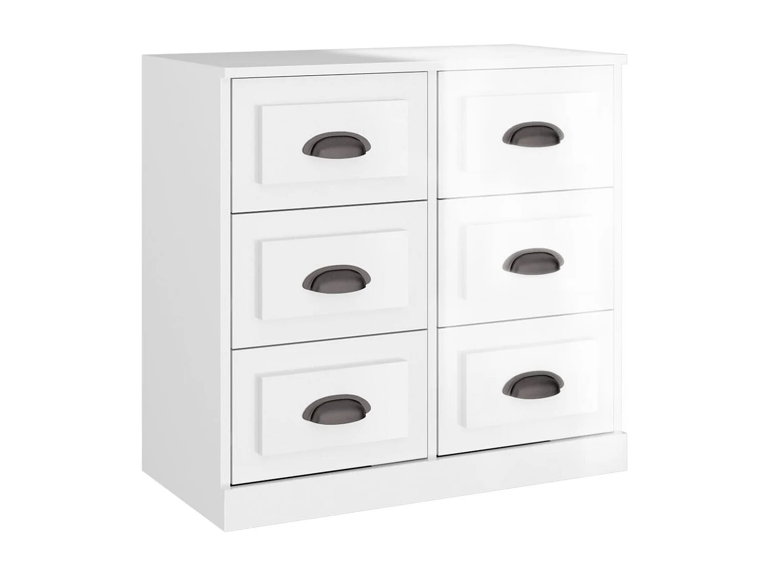 Buffets 3 pcs blanc brillant bois d'ingénierie