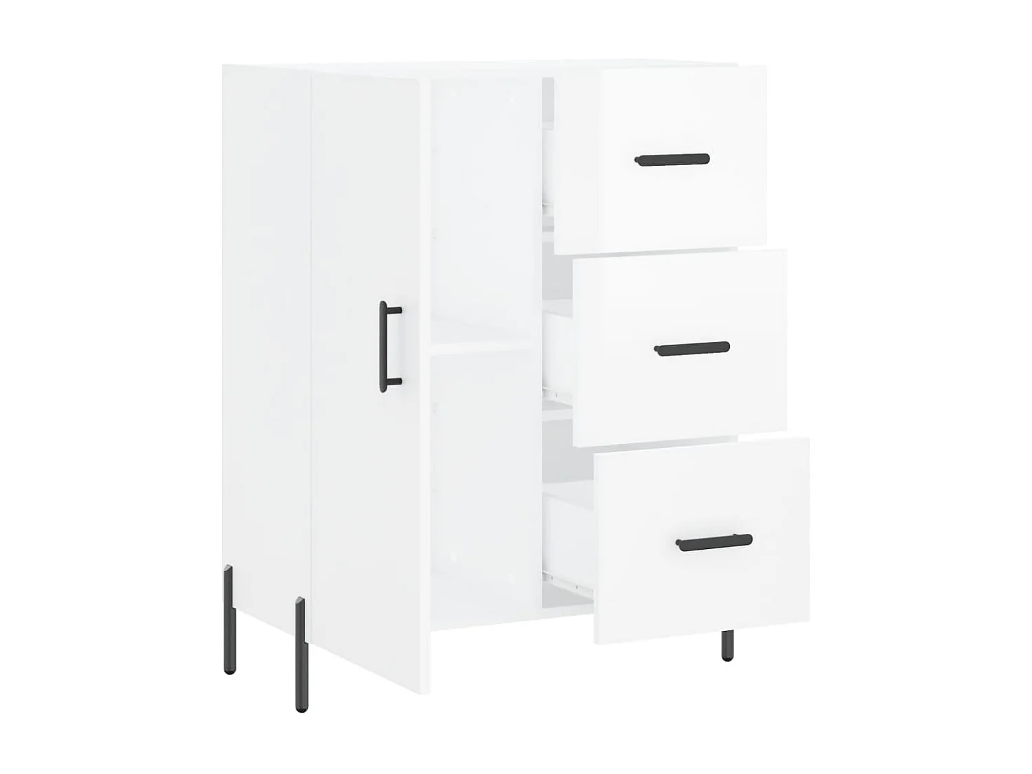Buffet Blanc brillant 69,5x34x90 cm Bois d'ingénierie