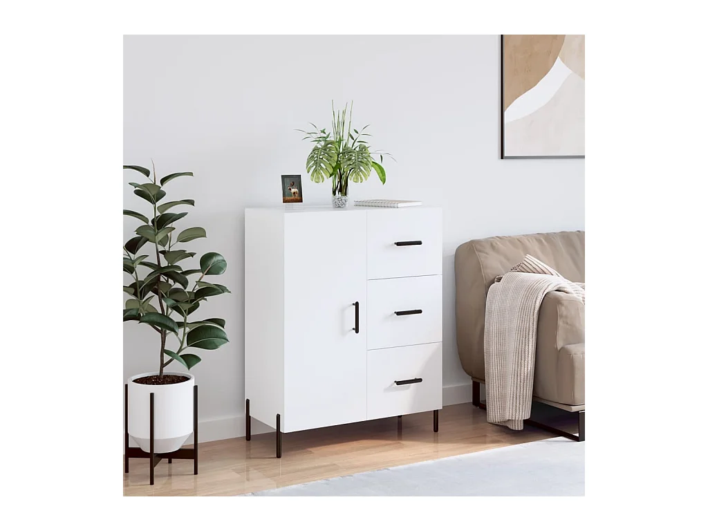 Dressoir 69,5x34x90 cm bewerkt hout hoogglans wit