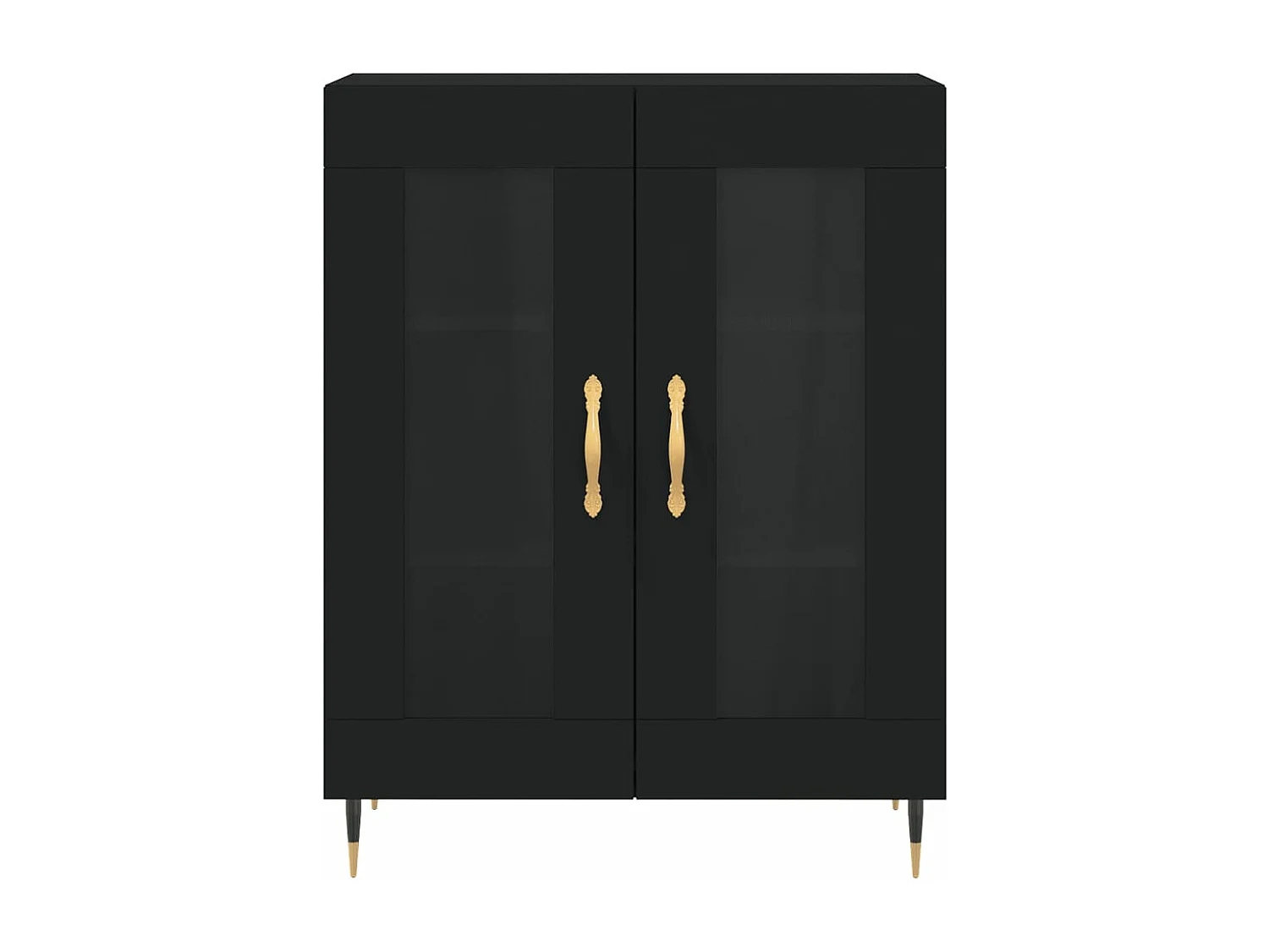 Credenza Nera 69,5x34x180 cm in Legno Multistrato