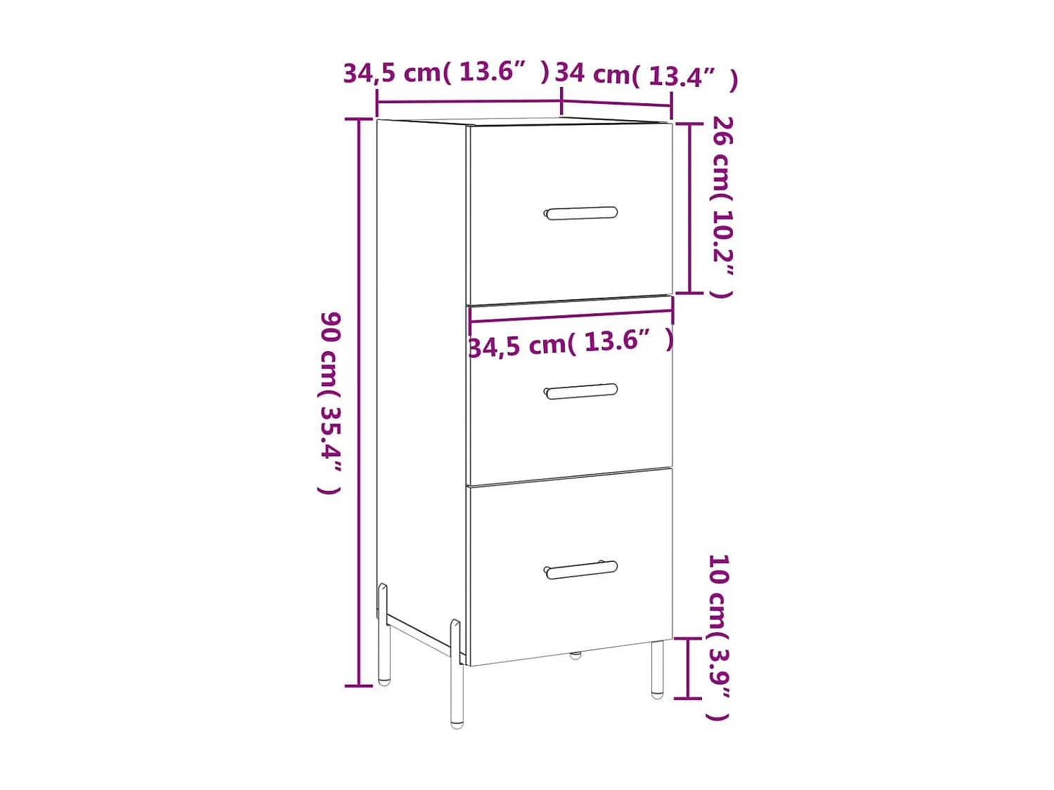 Buffet Chêne sonoma 34,5x34x90 cm Bois d'ingénierie