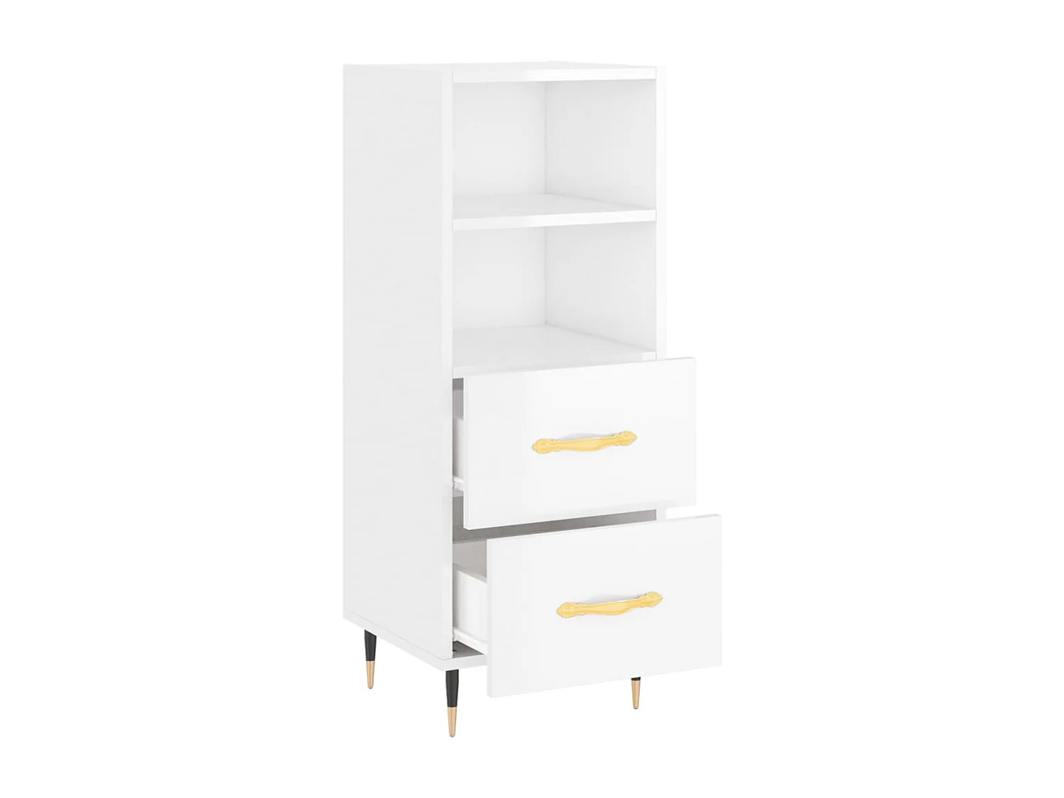 Buffet Blanc brillant 34,5x34x90 cm Bois d'ingénierie