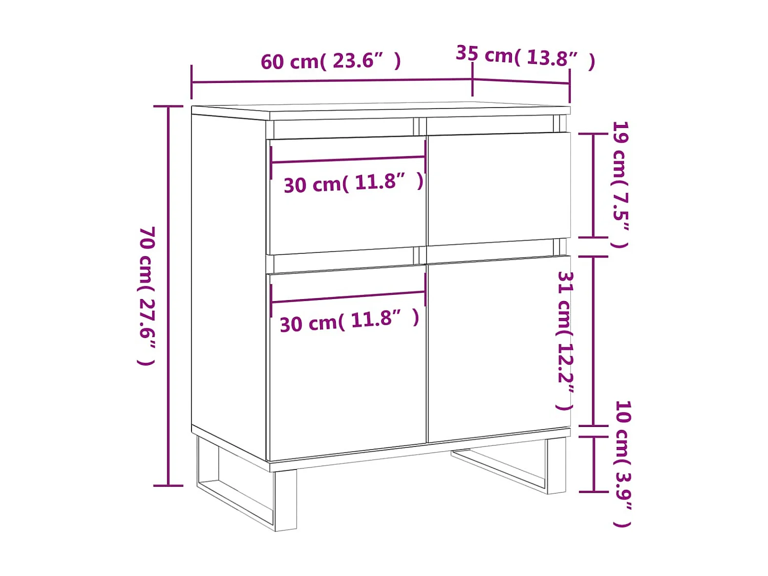 Sideboard Sonoma-Eiche 60x35x70 cm Holzwerkstoff