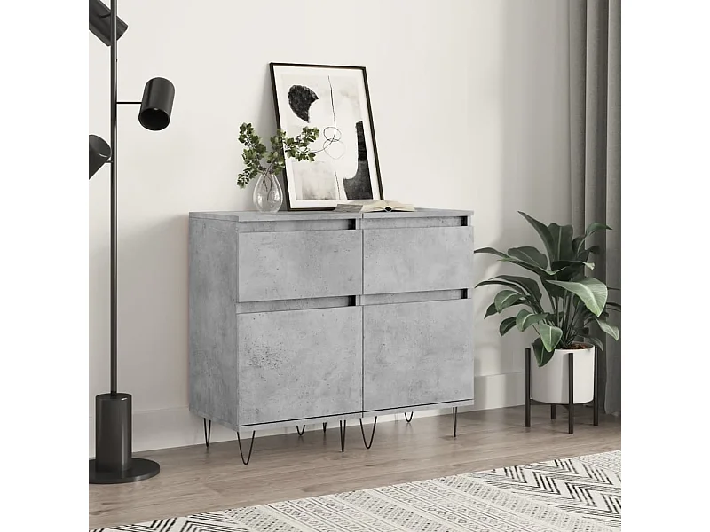 Buffets 2 pcs gris béton 40x35x70 cm bois d'ingénierie