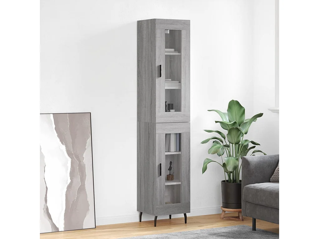Credenza Grigio Sonoma 34,5x34x180 cm in Legno Multistrato