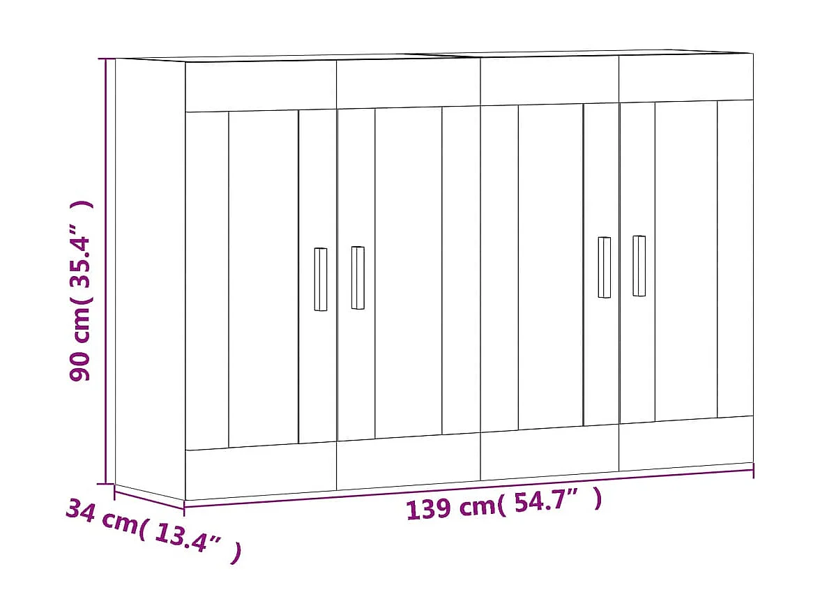 Armadietti a Parete 2 pz Rovere Fumo in Legno Multistrato