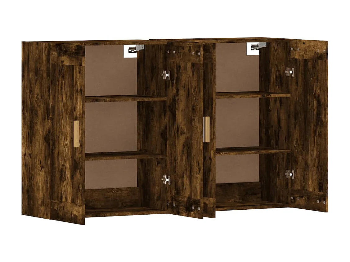 Armadietti a Parete 2 pz Rovere Fumo in Legno Multistrato