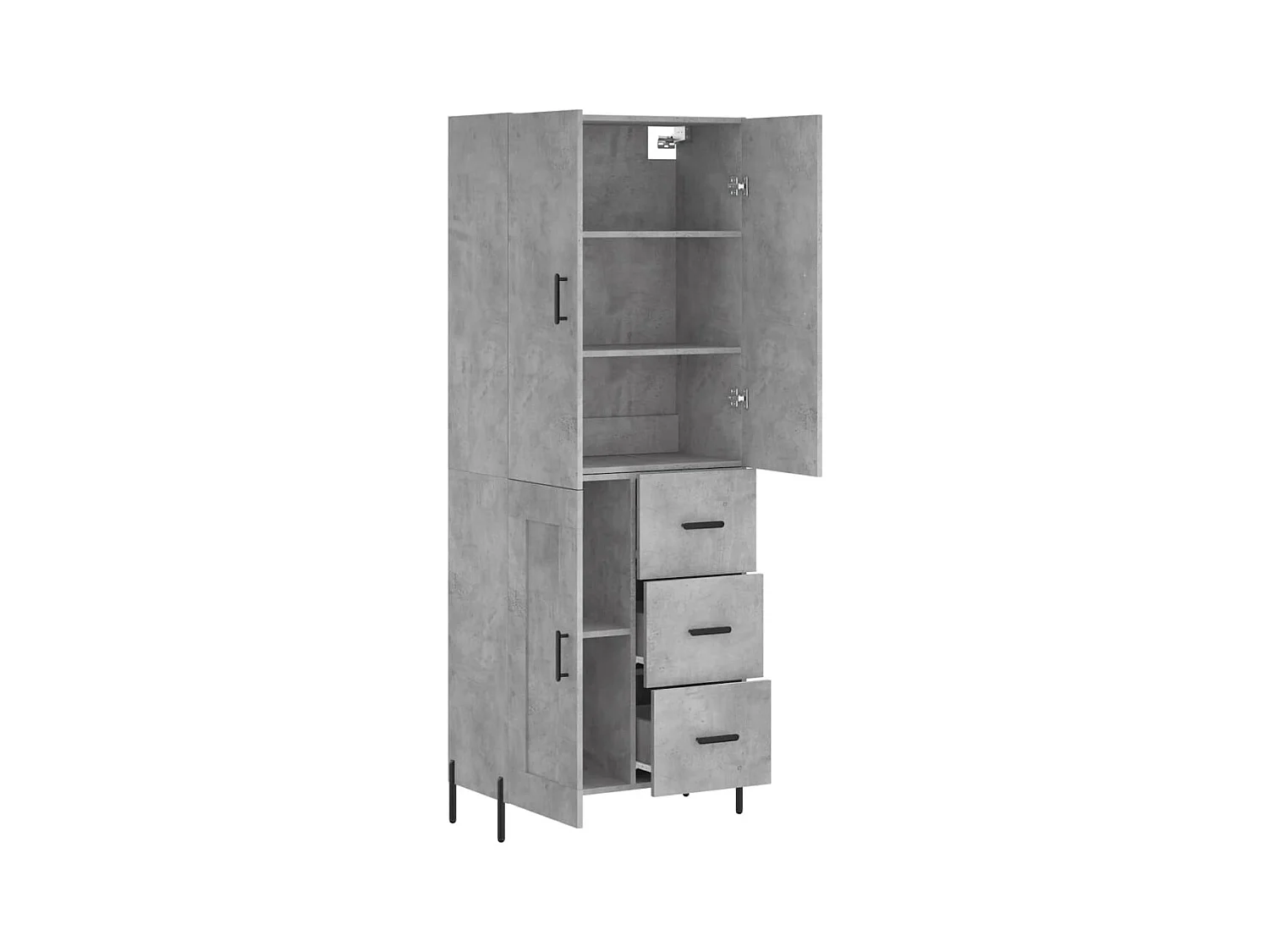 Highboard Betongrau 69,5x34x180 cm Holzwerkstoff