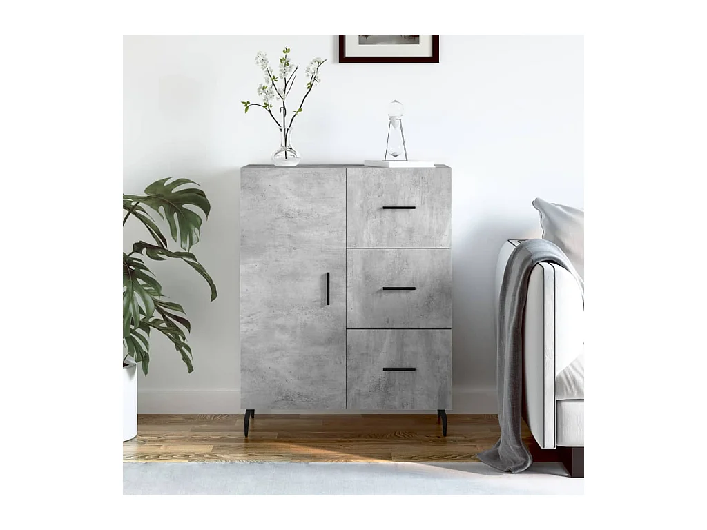 Buffet gris béton 69,5x34x90 cm bois d'ingénierie