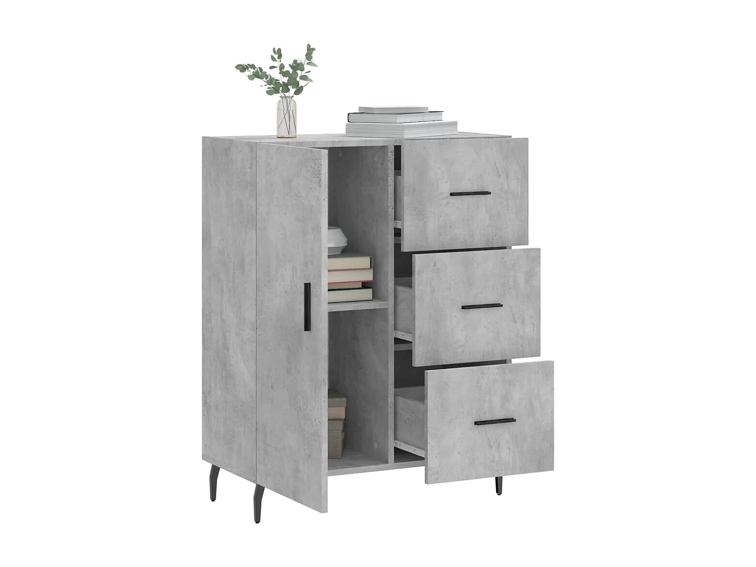 Buffet gris béton 69,5x34x90 cm bois d'ingénierie