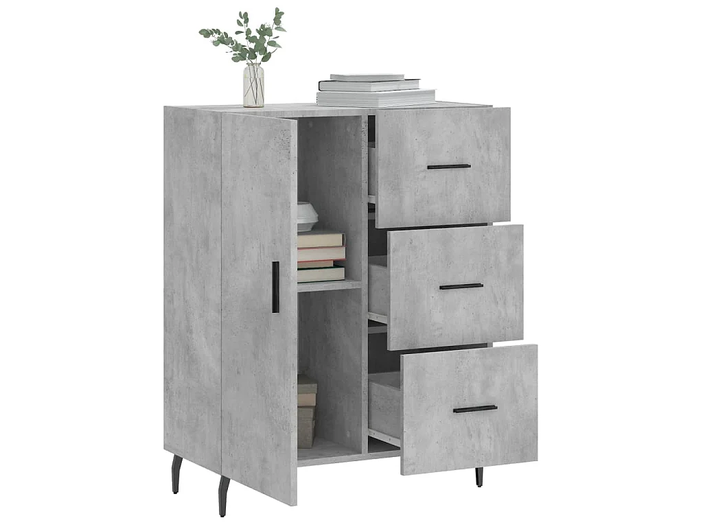Dressoir 69,5x34x90 cm bewerkt hout betongrijs