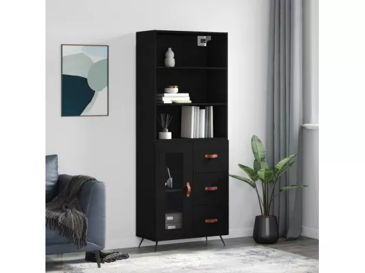 Kauf Unique Highboard Schwarz 69,5x34x180 cm Holzwerkstoff