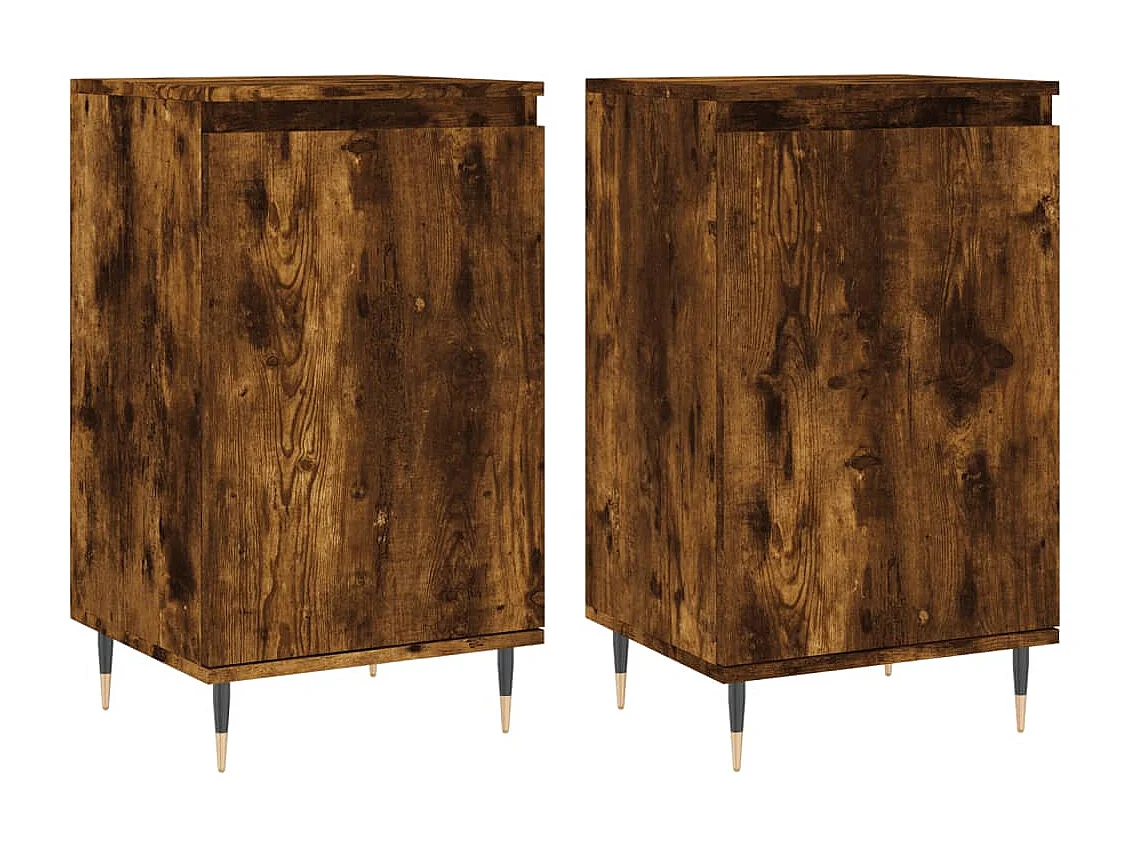 Buffets 2 pcs chêne fumé 40x35x70 cm bois d'ingénierie
