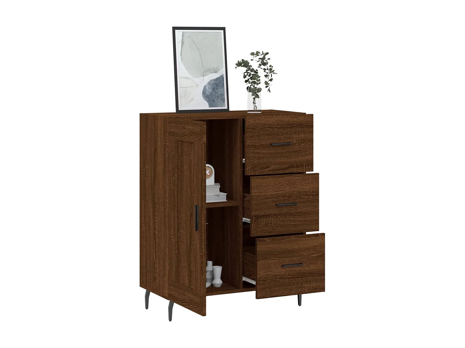 Buffet chêne marron 69,5x34x90 cm bois d'ingénierie