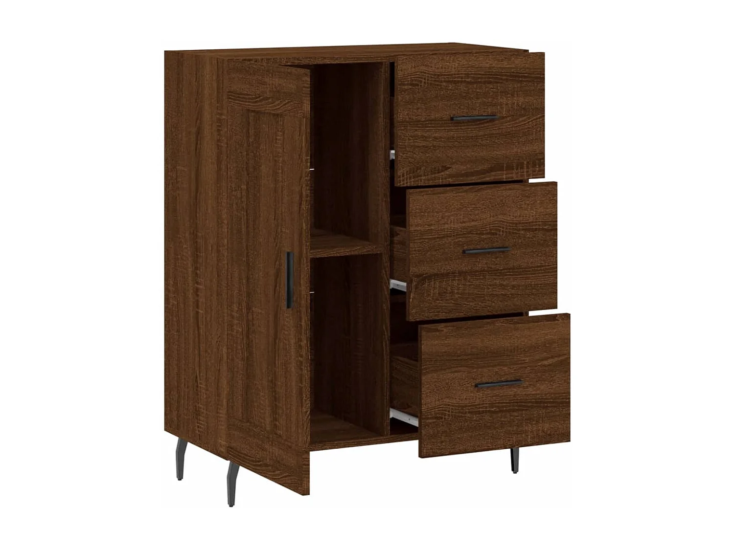 Dressoir 69,5x34x90 cm bewerkt hout bruin eikenkleur