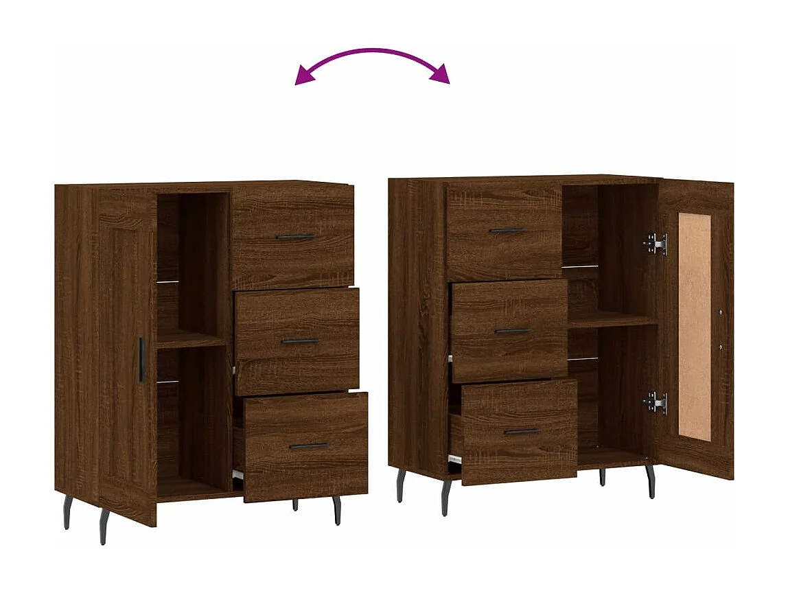 Dressoir 69,5x34x90 cm bewerkt hout bruin eikenkleur