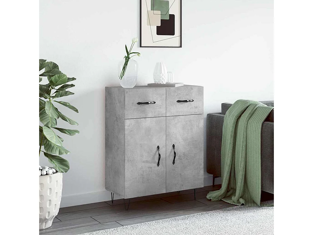 Dressoir 69,5x34x90 cm bewerkt hout betongrijs