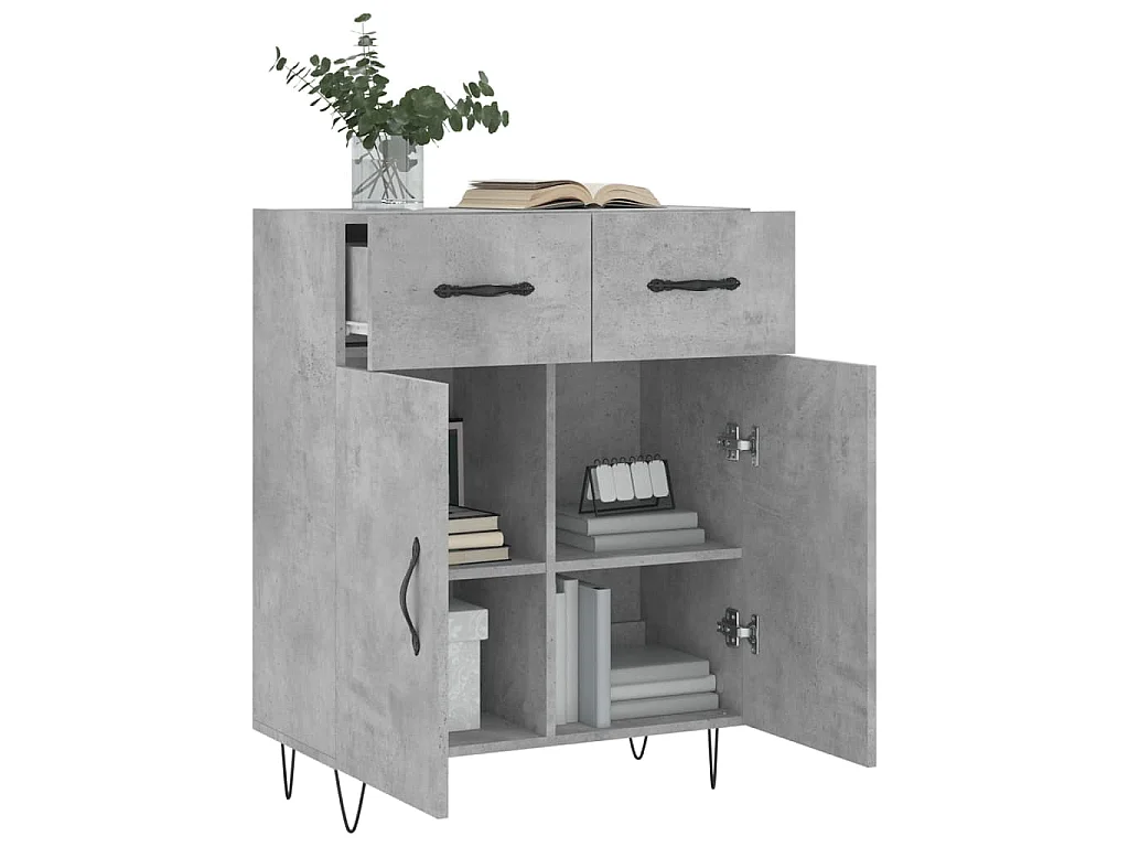 Dressoir 69,5x34x90 cm bewerkt hout betongrijs