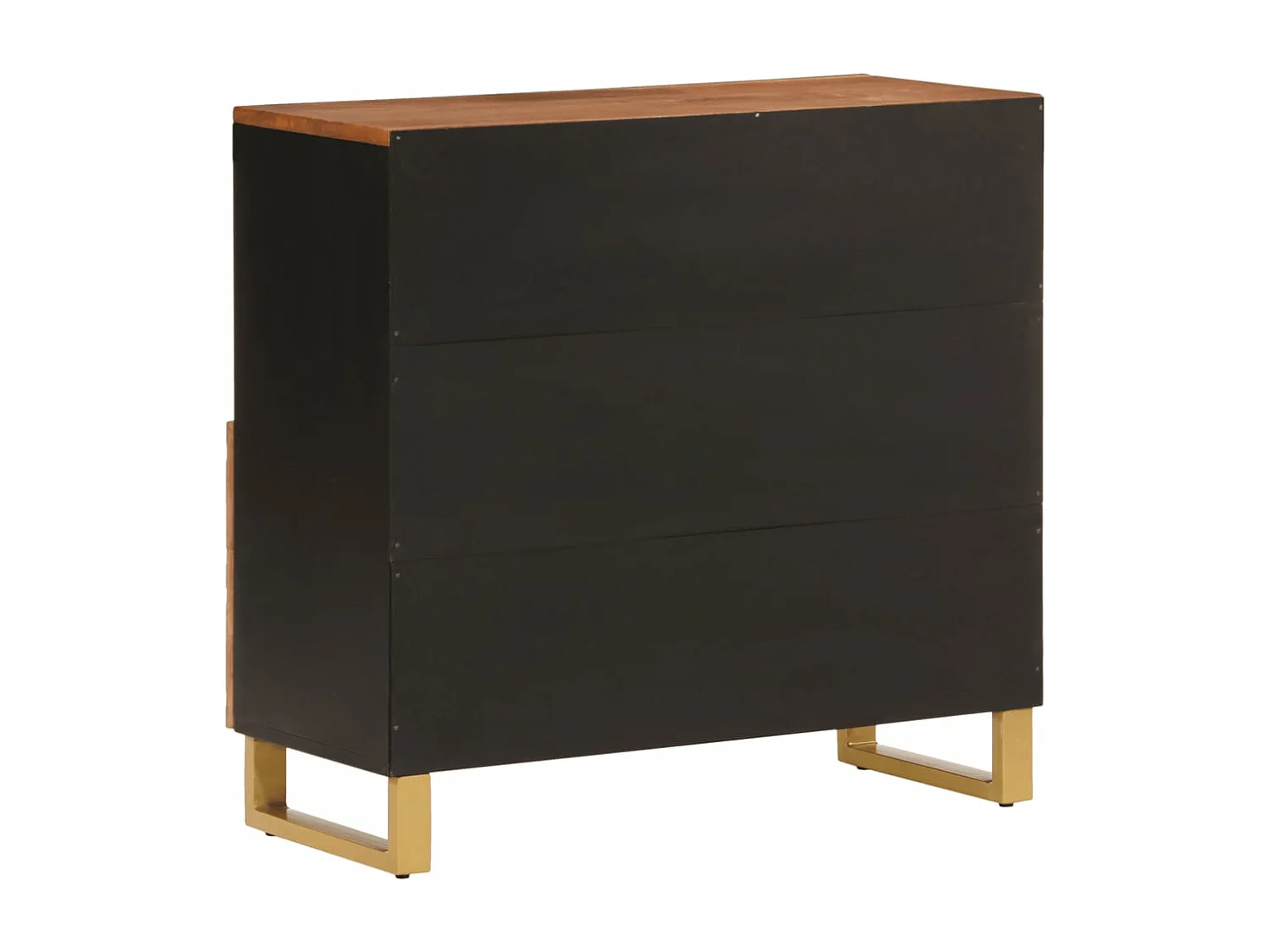 Armoire latérale marron et noir 80x33,5x75 cm bois de manguier