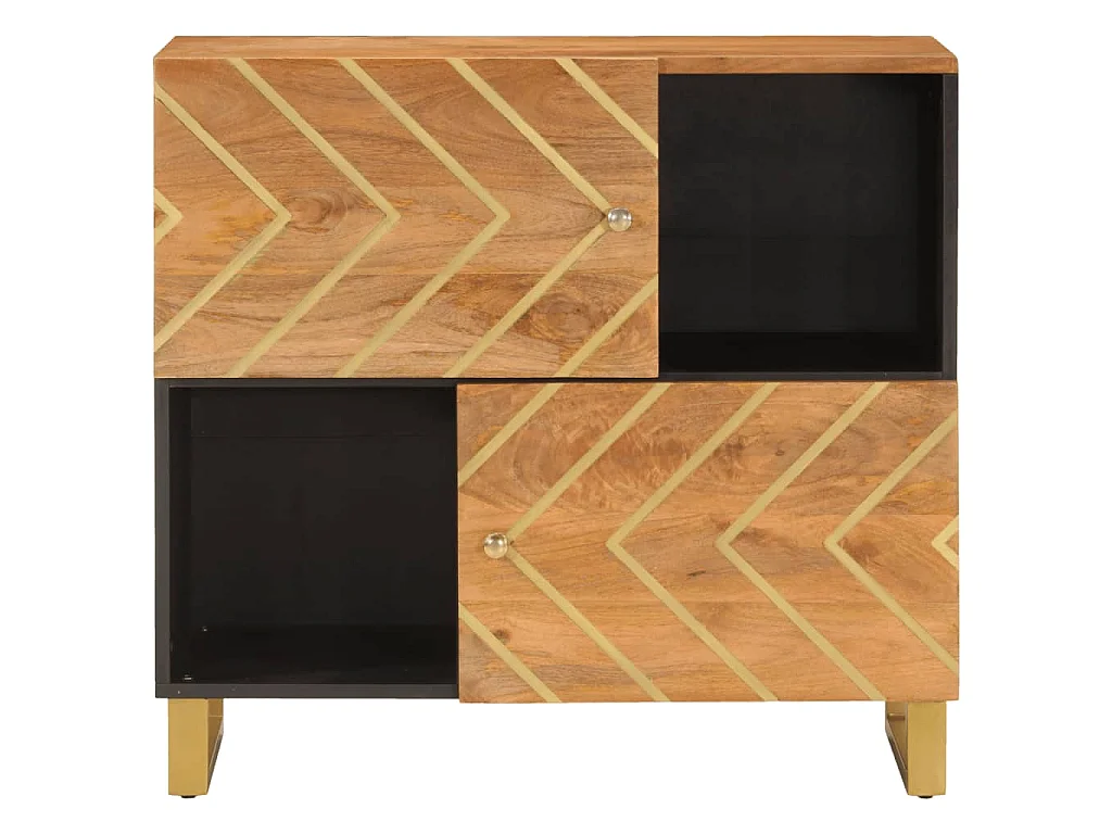 Credenza Marrone e Nera 80x33,5x75cm in Legno Massello di Mango
