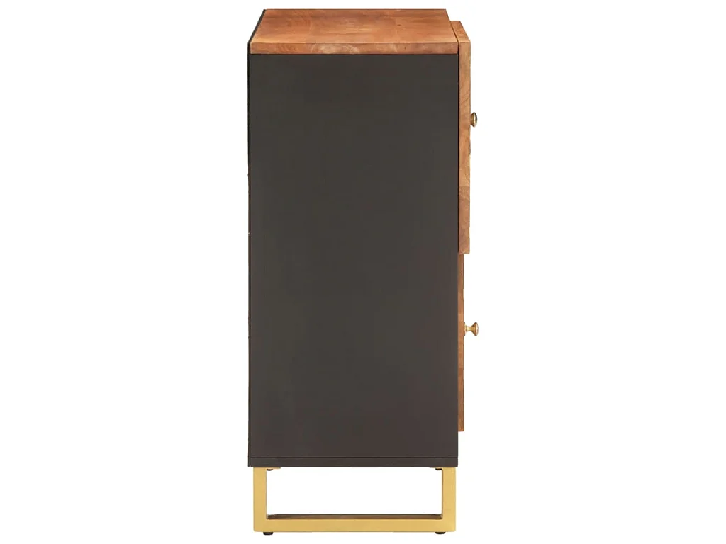 Credenza Marrone e Nera 80x33,5x75cm in Legno Massello di Mango