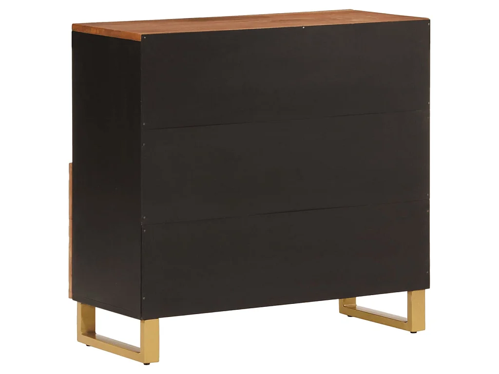 Credenza Marrone e Nera 80x33,5x75cm in Legno Massello di Mango