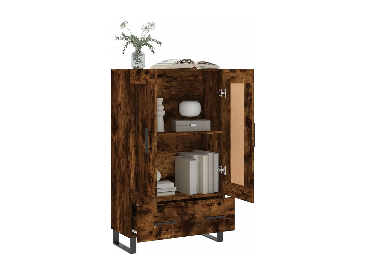 Buffet haut chêne fumé 69,5x31x115 cm bois d'ingénierie