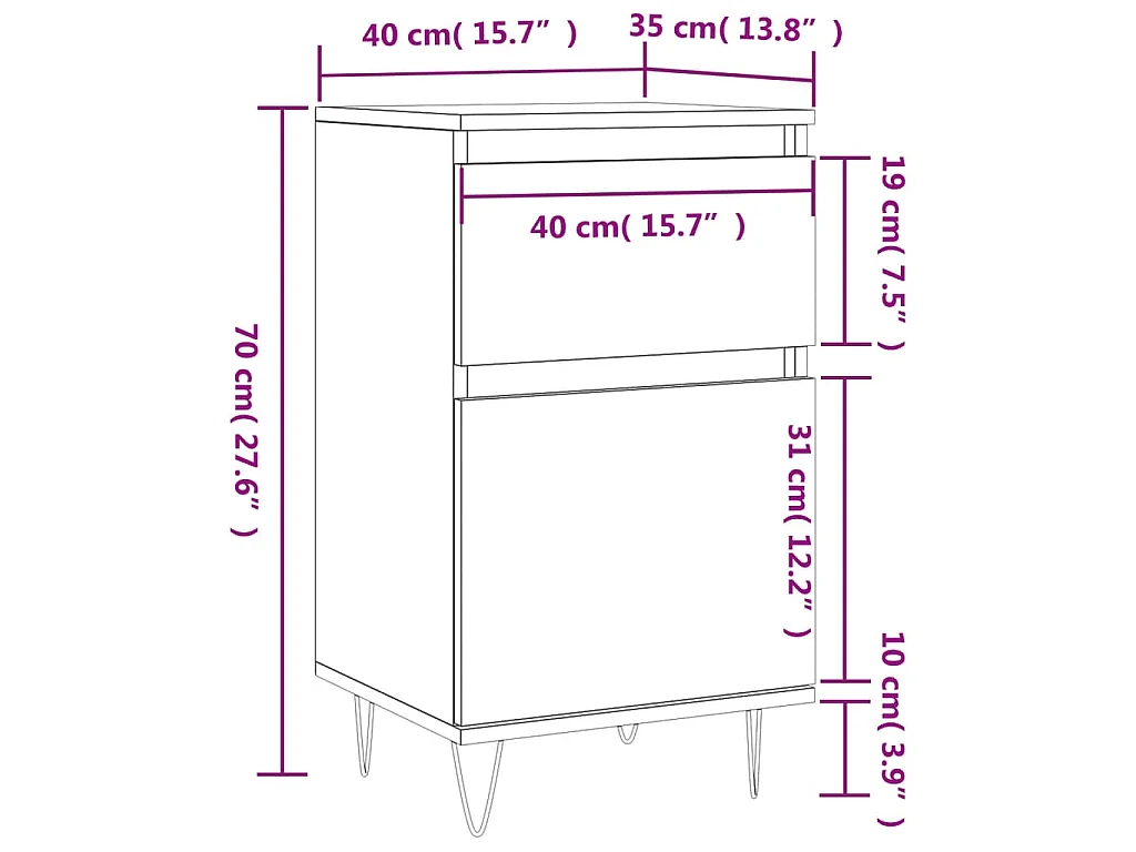 Buffet blanc 40x35x70 cm bois d’ingénierie