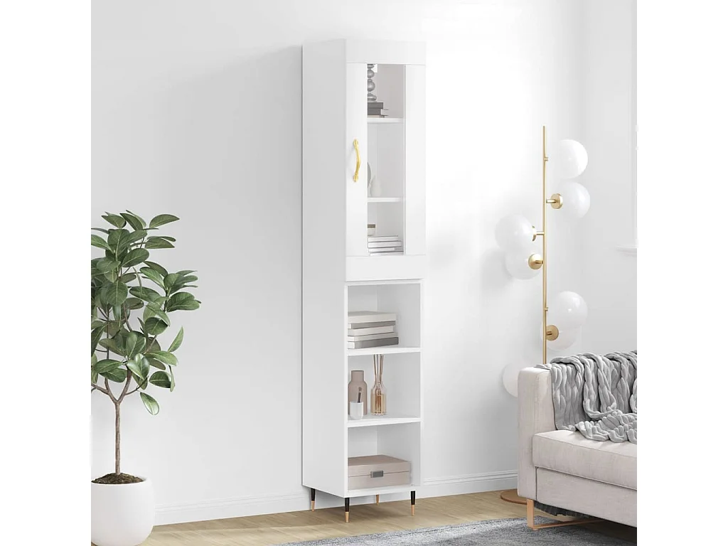 Buffet haut Blanc 34,5x34x180 cm Bois d'ingénierie