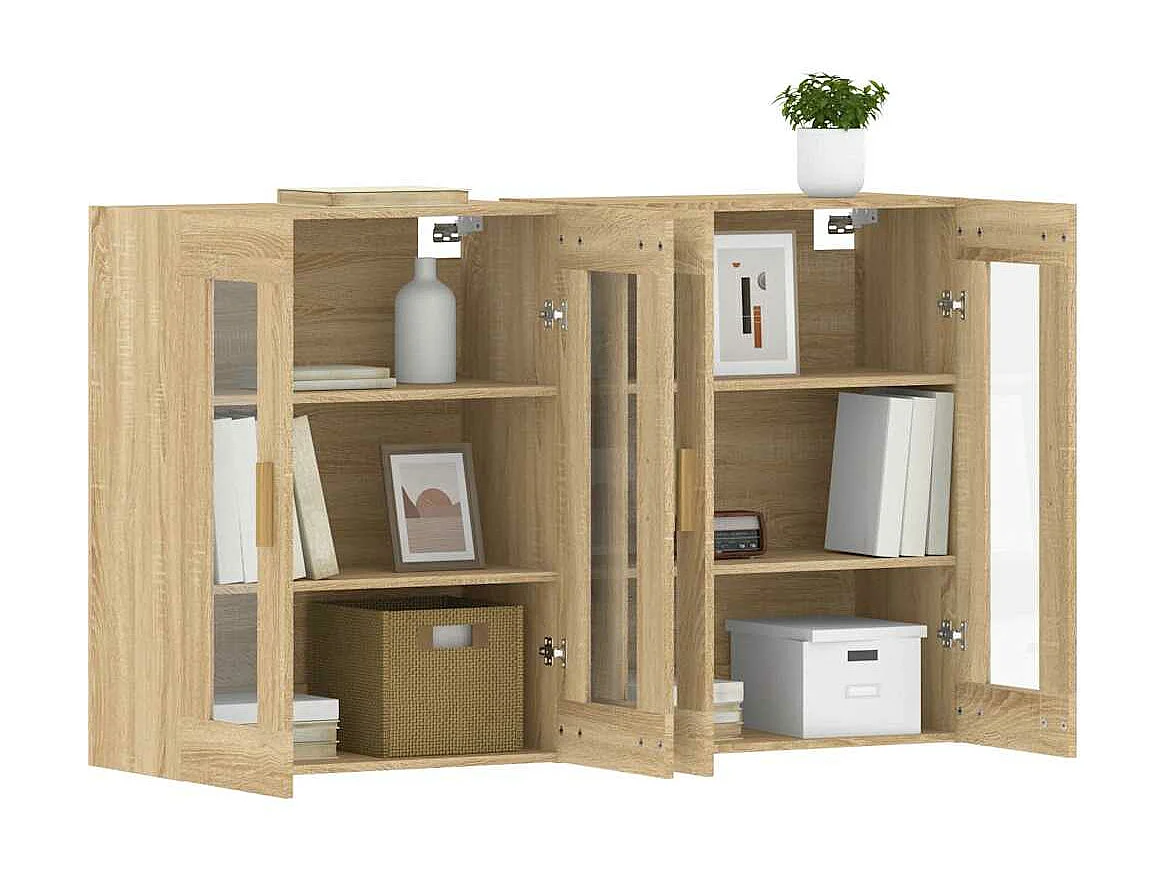 Armoires murales 2 pcs chêne sonoma bois d'ingénierie