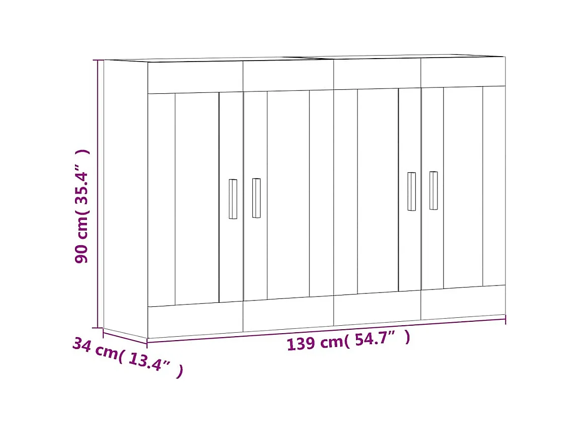 Hangkasten 2 st bewerkt hout sonoma eikenkleurig