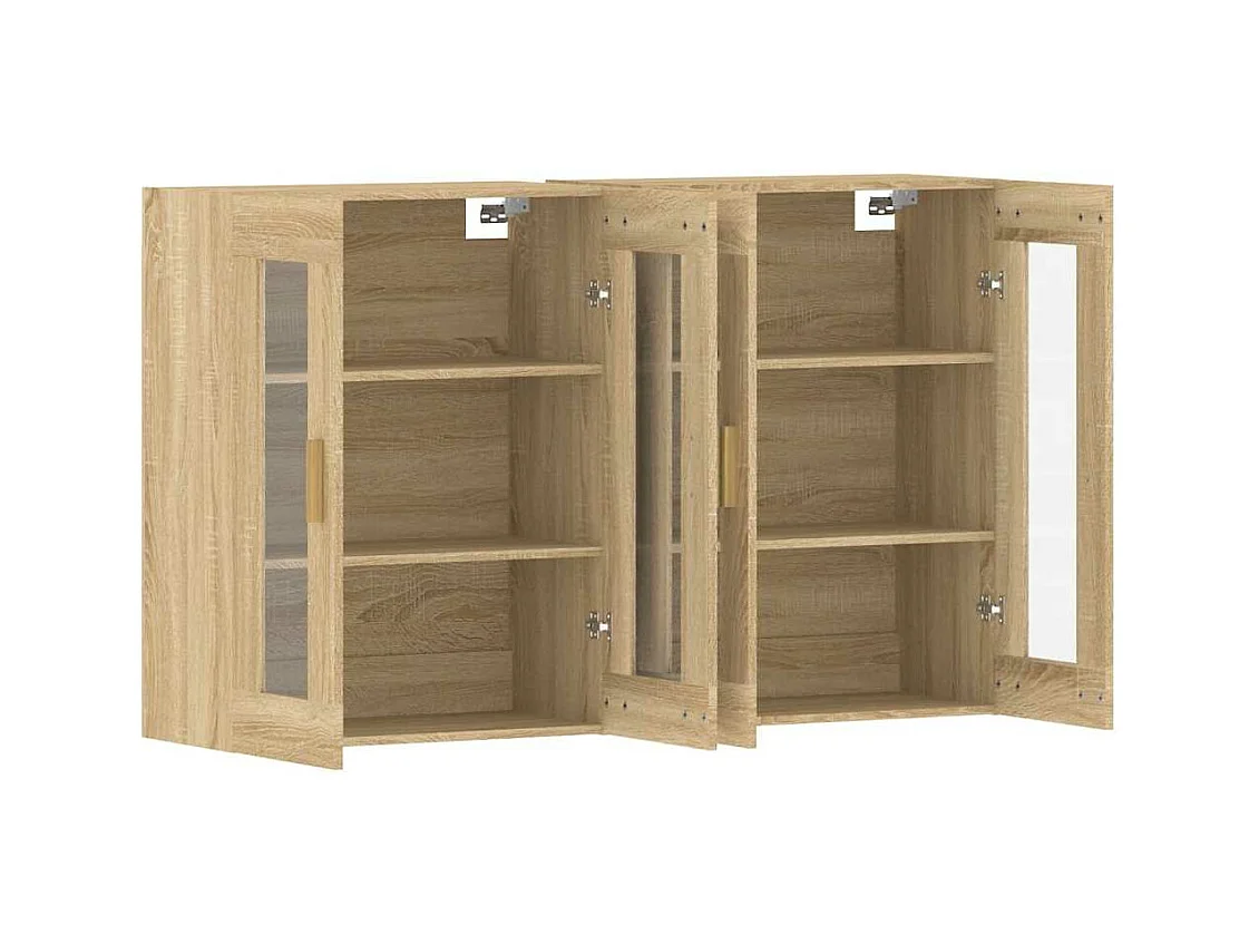 Hangkasten 2 st bewerkt hout sonoma eikenkleurig