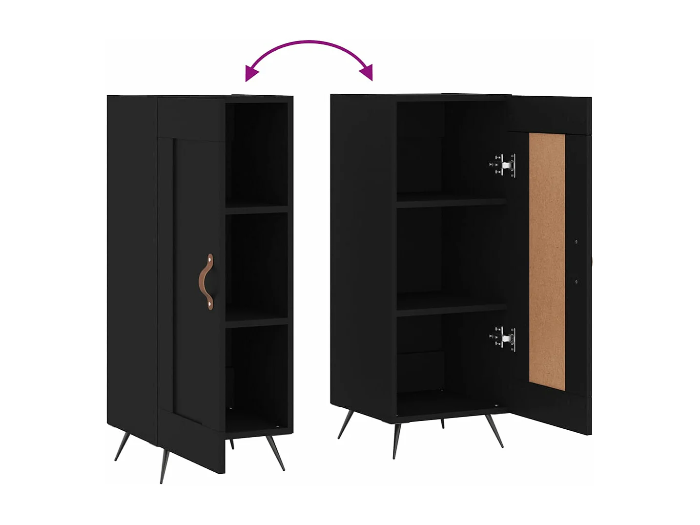 Credenza Nero 34,5x34x90 cm in Legno Multistrato