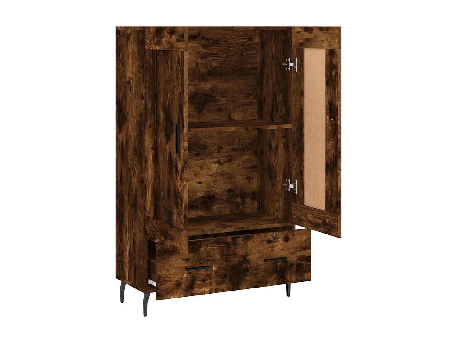 Hoge kast 69,5x31x115 cm bewerkt hout gerookt eikenkleurig