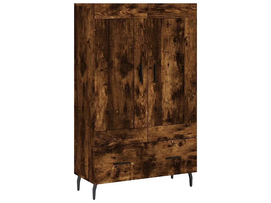 Hoge kast 69,5x31x115 cm bewerkt hout gerookt eikenkleurig