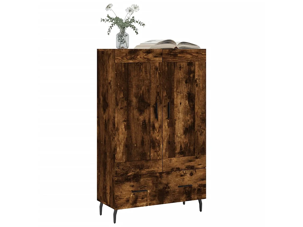 Hoge kast 69,5x31x115 cm bewerkt hout gerookt eikenkleurig