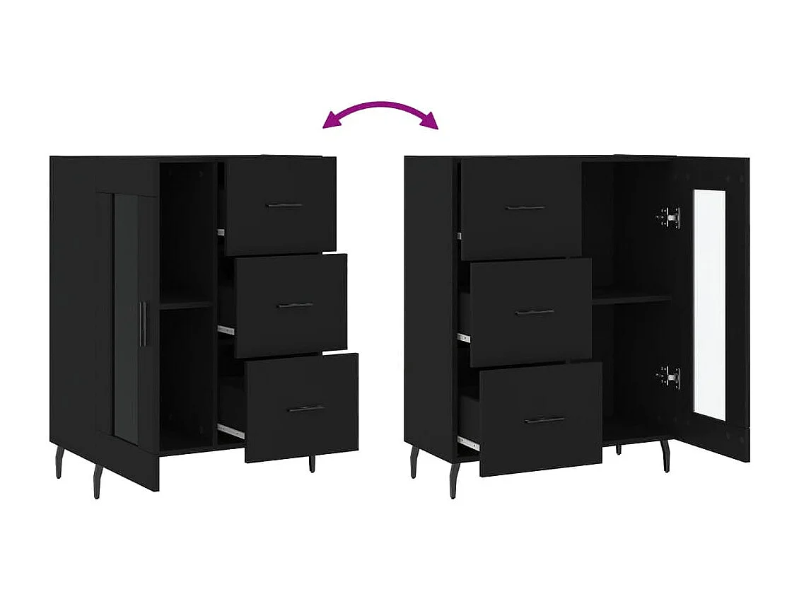 Dressoir 69,5x34x90 cm bewerkt hout zwart