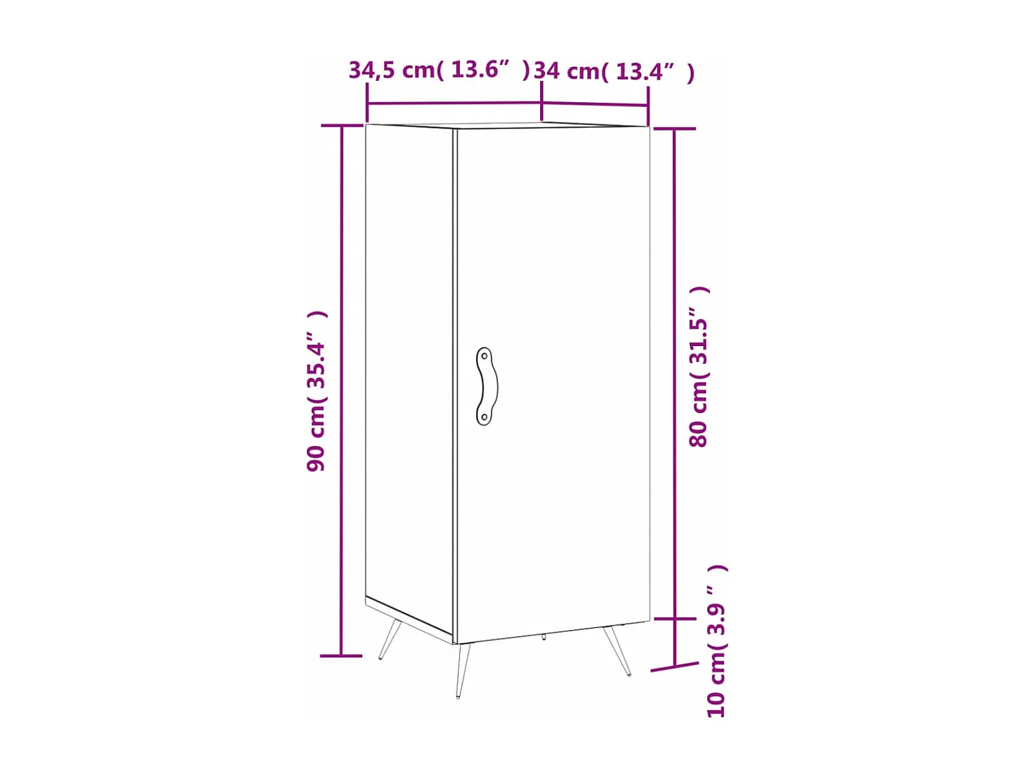 Buffet Sonoma gris 34,5x34x90 cm Bois d'ingénierie