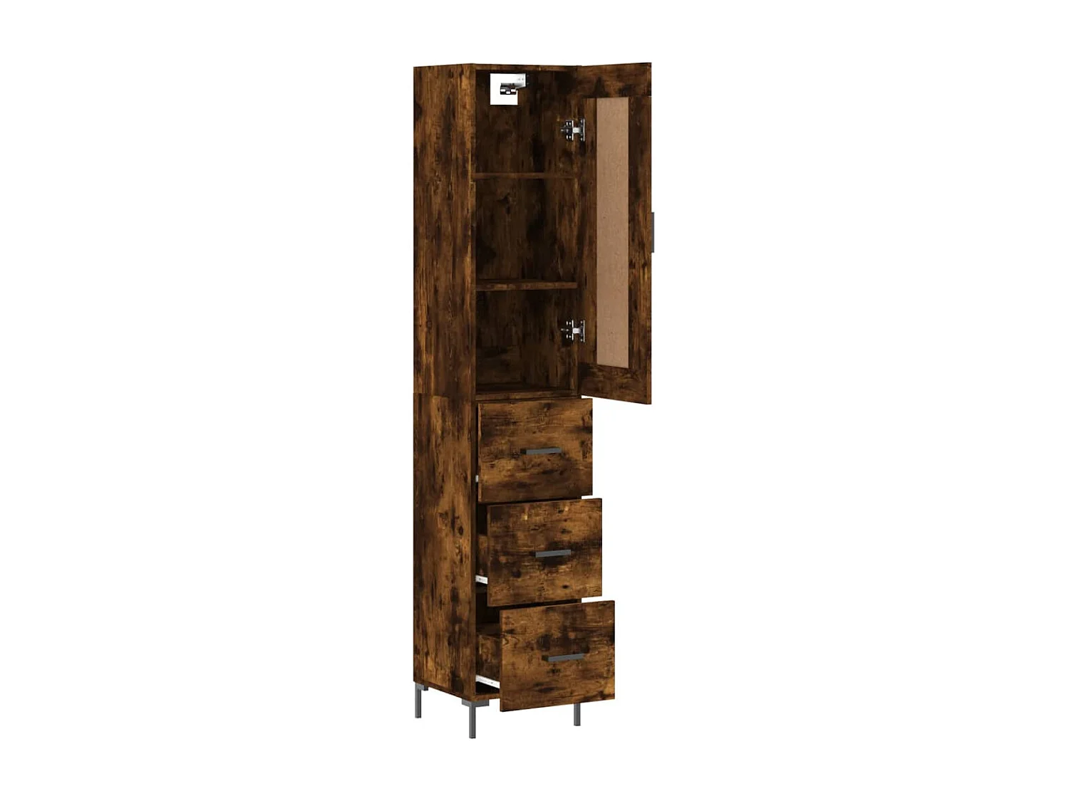 Buffet haut Chêne fumé 34,5x34x180 cm Bois d'ingénierie