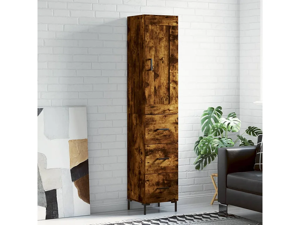 Credenza Rovere Fumo 34,5x34x180 cm in Legno Multistrato