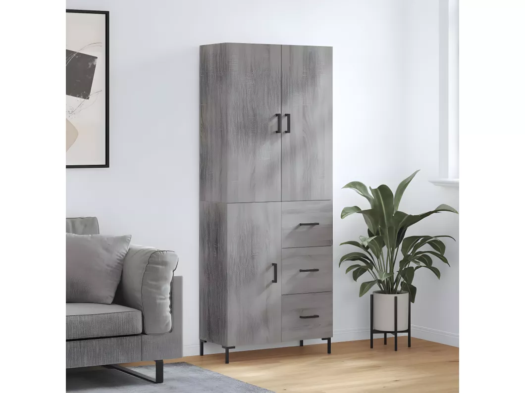 Kauf Unique Highboard Grau Sonoma 69,5x34x180 cm Holzwerkstoff